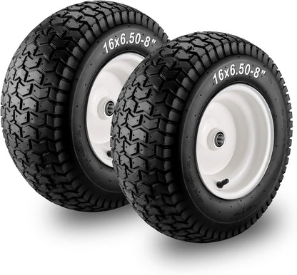 Cenipar 16x6.50-8" Lawn Mower Tire and Wheel with 3/4" Iron Bushing, 3" Offset Hub 4 Ply Heavy Duty Replacement for Craftsman Mower, Garden Lawn Tractors (2-Pack)