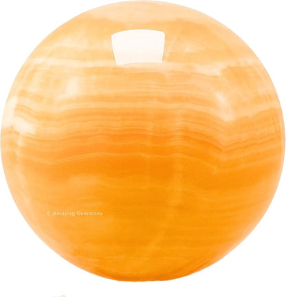 Amazing Gemstone Yellow Calcite Banded Crystal Ball with Stand - 2 Inches Crystal Sphere Meditation Balls for Witchcraft and Decorative Balls