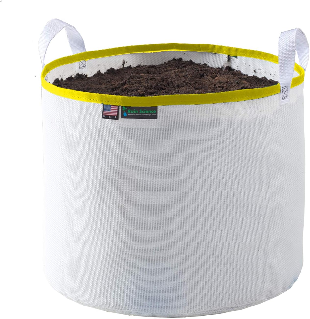 Grow Bag 15 Gallon, Planting Pots - Colorful Plant Grow Bags Pots Gardening Vegetable - Air Pruning Mesh Fabric Plant Container - (White/Yellow)