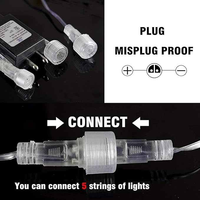 Dazzle Bright 4th of July Lights Decorations, 288LED Red Blue and White Meteor Shower Rain Lights 12Inch 8 Tubes, Waterproof Plug in Falling Rain Light Independence Day for Outdoor Yard