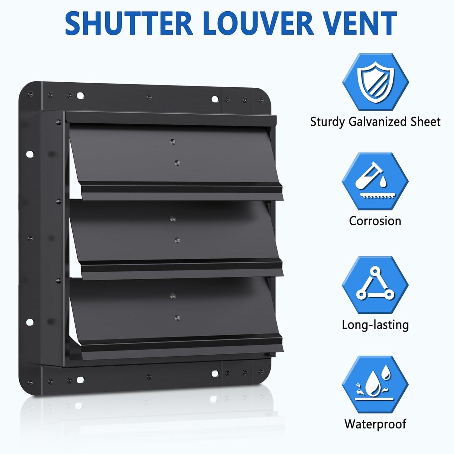 12 Inch Aluminum Automatic Shutter Louver Vent (No Fan Blades and Motor) for Home Attics, Workshops, Barn, Greenhouse
