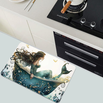 Bath Mat-Bathroom Rug，Bathtub Mermaid-Absorbent Non Slip Quick Dry Stain Resistant Easy to Clean Care Shower Rug for Bathtub Shower Room 17×27.5Inch (43 * 70cm)