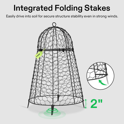 VIVOSUN Garden Cloches for Plants, Rustproof Chicken Wire Cloches with Flip-Top Design & Integrated Folding Stakes, Plants Protectors, Keep Small Animals Out, 6-Pack