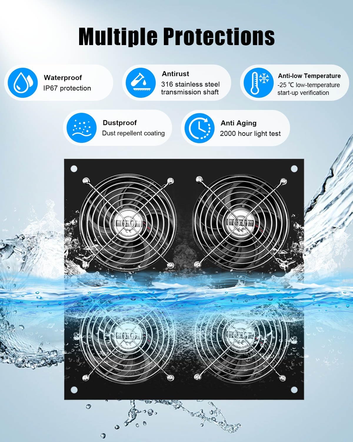 Solar Exhaust Fan for Chicken Coop with 25W Solar Panel & 4-Pack High-Speed Brushless DC Fans, Solar Powerd Shed Ventilation Fan for Chicken Coops, Greenhouses, Sheds, Pet Houses