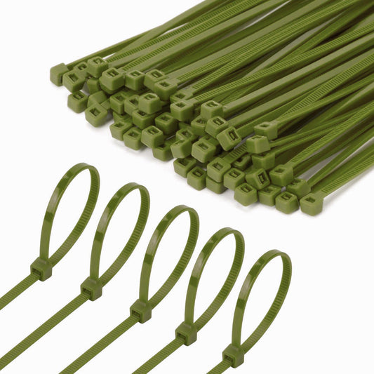 8 Inch Army Green Zip Tie 1000 PCS, 40 Lbs - Small to Medium Zip Tie, Nylon PA66 UV Resistant Cable
