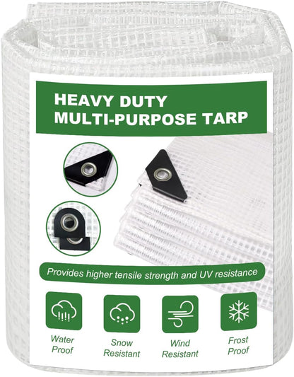 18 Mil Greenhouse Cover, 10x10 FT Clear Heavy Duty Greenhouse Tarp, UV Resistant Waterproof Green House Plastic Covering with Grommets for Garden, Farms, Nursery