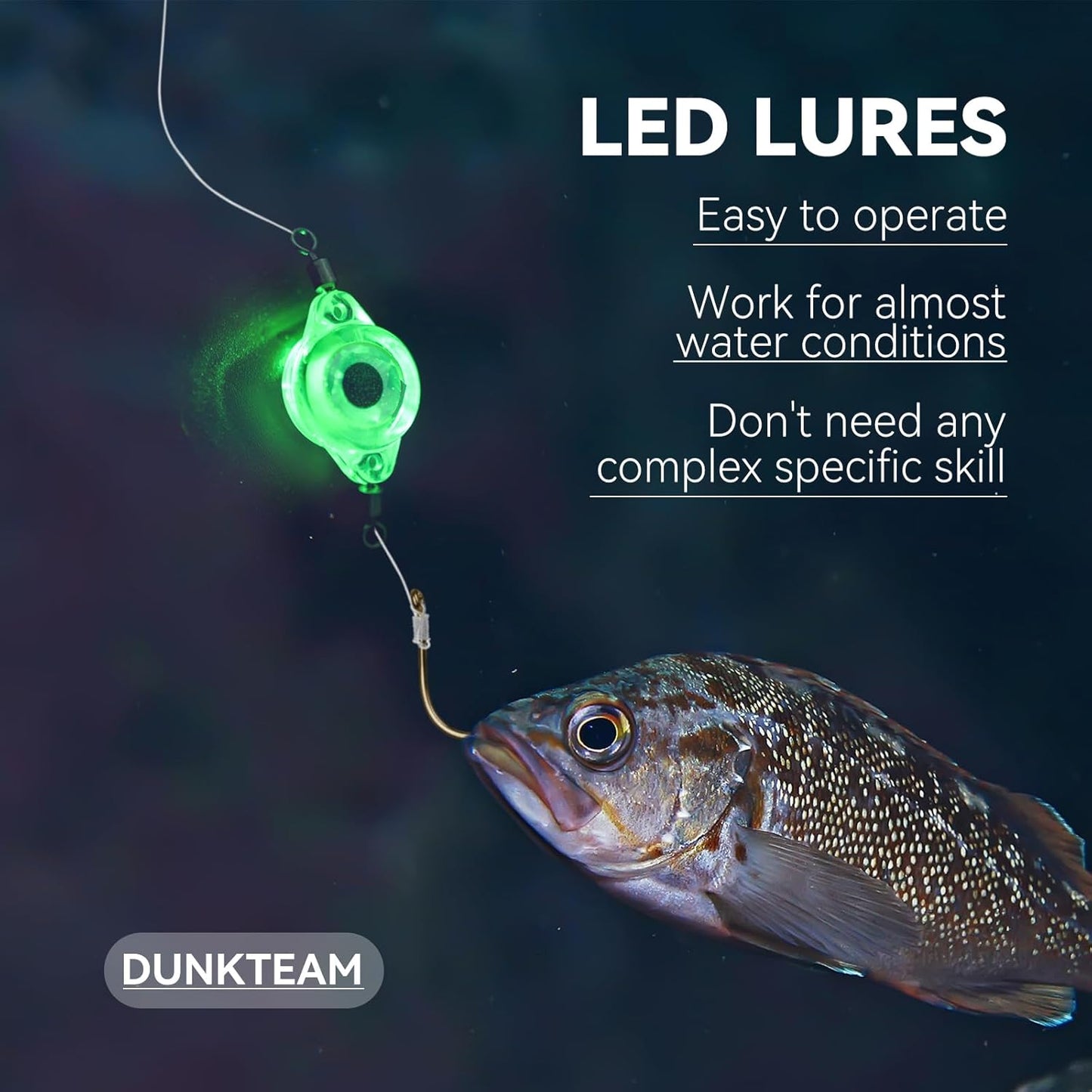 LED Underwater Fishing Lures，LED Lighted Bait Flasher，Deep Drop Fishing Lures，Fish Eye Attractive Light Bait Lure Lamp 5PCS