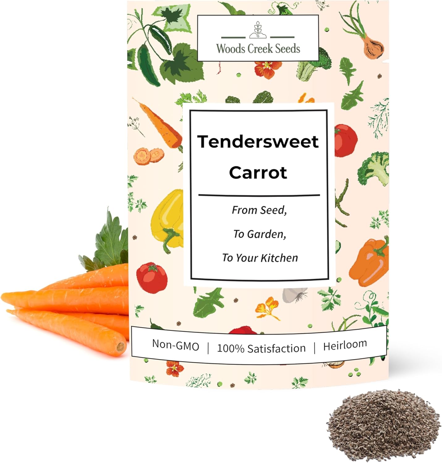 Woods Creek Seeds: Tendersweet Carrot Seeds for Planting - Over 2,900 Heirloom Carrot Seed Pack - Non-GMO Carrots Seeds for Planting Outdoors or Indoors - Beginner Friendly Vegetable Gardening