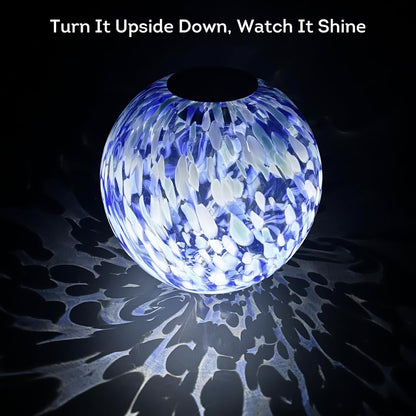 Lily's Home Gazing Ball - 10" Glass Globe with Solar Powered Lights - Outdoor Solar Lights for Yard & Patio - Garden Decor - Automatic On/Off Photosensitive Switch - Battery Included