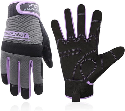 HANDLANDY Women Safety Work Gloves Utility Touch Screen Working Grip Glove for Yardwork Gardening Breathable Mechanic Gloves