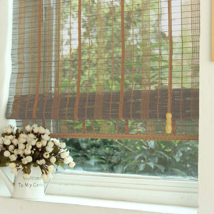 LETAU Wood Window Roman Shades, Bamboo Light Filtering Window Blinds for Indoor Home, Office, Kitchen, Pattern 7