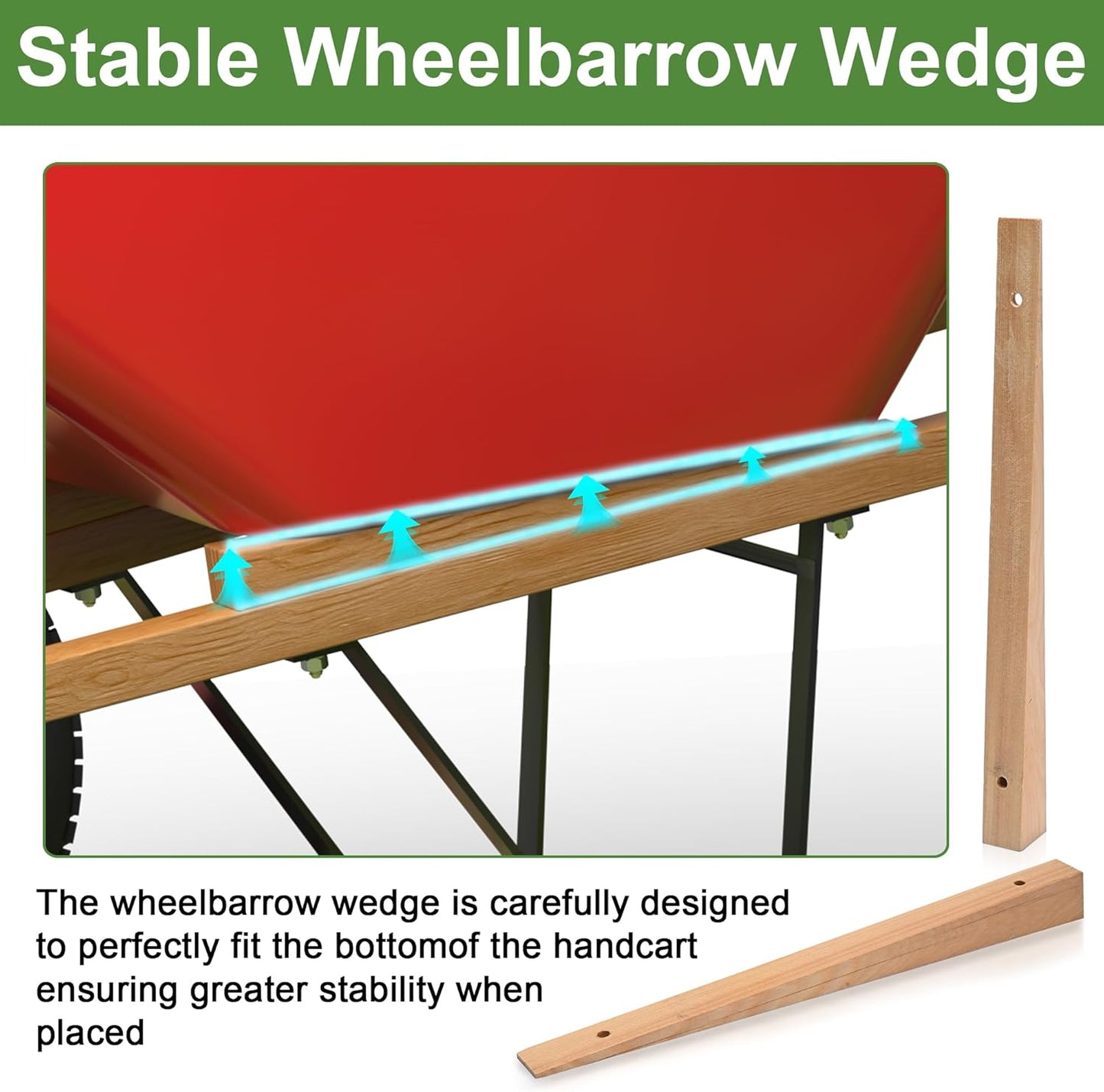 Nisorpa Wood Replacement Wheelbarrow Handles with 2 Wheelbarrow Wedge Heavy Duty Hardwood Wheelbarrow Handles Replacement Kit with Tough Seal Coat and Pre Drilled Holes for Wheelbarrows