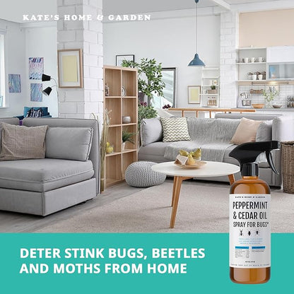Kate's Home & Garden Peppermint Oil Spray for Bugs, Ants, Insects, Spiders, Roaches, Stink Bug. Pesticide and Insecticide Indoor Repellent Pest Control with Cedar Oil (16oz, Natural, Non Toxic)