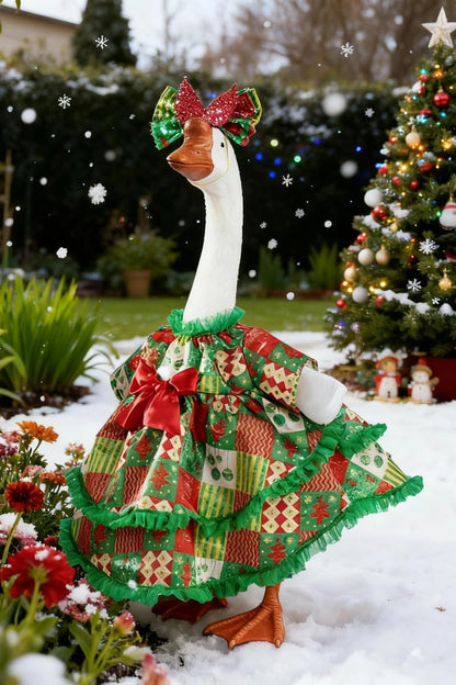 Christmas Porch Goose Outfit - 23" Goose Costume Festive Outfit for Cement Plastic Goose Statue – Funny Outdoor Decor,Lawn Yard Decor,Patio & Christmas Garden
