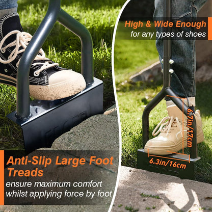 Colwelt Manual Edger Lawn Tool 40-inch, Half Moon Edger Chopper Lawn Tool with V-Shape Serrated Blade, Solid Steel Lawn Edger Tool with Soft T-Grip, Garden Edger for Sidewalk, Grass, Yard, Landscape