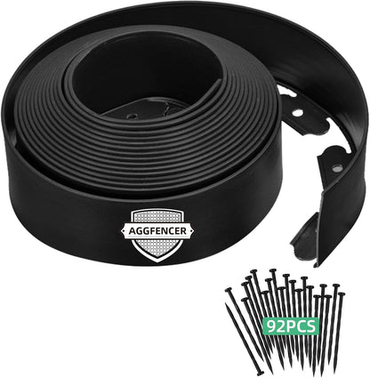 4" x 100' Landscape Edging, No Dig Garden Edging with Spikes, Edging Border for Landscaping Flower Bed Garden Lawn Yard Grass Black