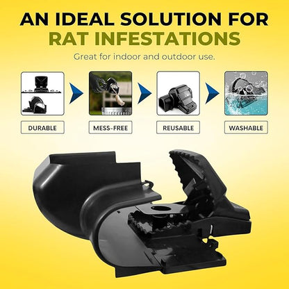 Rat Trap Set - Fast Kill Indoor & Outdoor Solution for Large Rats & Mice - Comes with 2 Gloves & User Manual for Easy Setup - Ultimate Choice