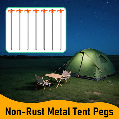 20 Pack Tent Stakes Heavy Duty, 9.84 Inch Rust-Proof Yard Stake Ground Stakes, Metal Tent Pegs for Camping Patio, Garden, Canopy, Grass, Outdoor (Orange)