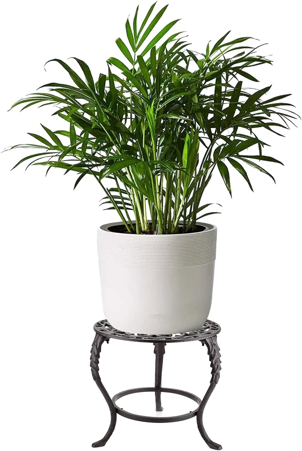 OwnMy Heavy Duty Cast Iron Plant Stand Vintage Iron Flower Pot Holder, Rustic Decorative Round Potted Plant Stand Rack, Indoor Outdoor Metal Plant Holder for Home Garden