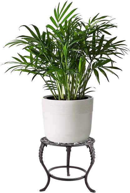 OwnMy Heavy Duty Cast Iron Plant Stand Vintage Iron Flower Pot Holder, Rustic Decorative Round Potted Plant Stand Rack, Indoor Outdoor Metal Plant Holder for Home Garden
