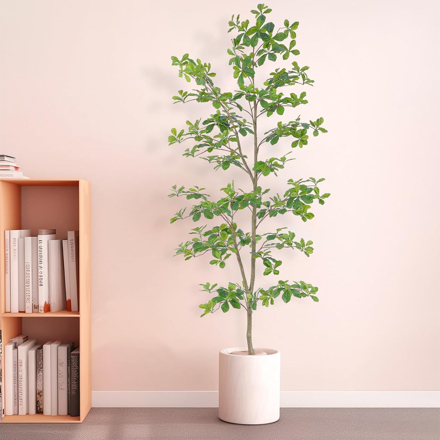 Bellacat Faux Black Olive Tree 7ft, Tall Faux Trees Indoor with Natural Trunk and Realistic Leaves. 7 Feet(84in) Artificial Tree for Home Office Décor.