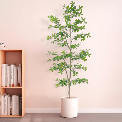 Bellacat Faux Black Olive Tree 7ft, Tall Faux Trees Indoor with Natural Trunk and Realistic Leaves. 7 Feet(84in) Artificial Tree for Home Office Décor.