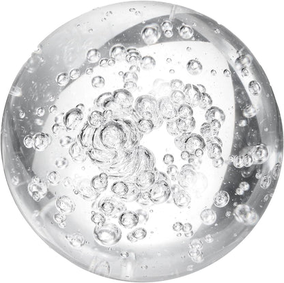 uxcell 90mm/3.5" Crystal Sphere Ball Bubble Glass Solid Decorative Sphere Crystal Ball Prop Ornament for Feng Shui Divination Fortune Telling Tabletop Fountain Decoration, Clear