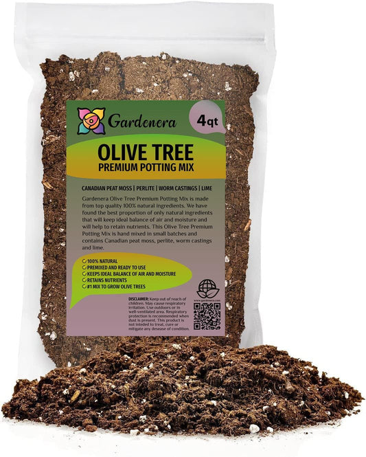 Gardenera Olive Tree Premium Potting Mix - Create a Mediterranean Paradise in Your Backyard - 4 Quart