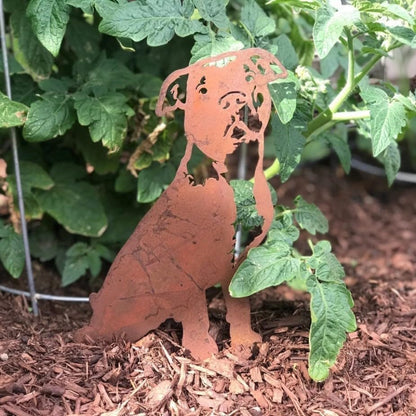 Corten Steel American Pit Bull Terrier Dog Silhouette Yard Stake (Small)