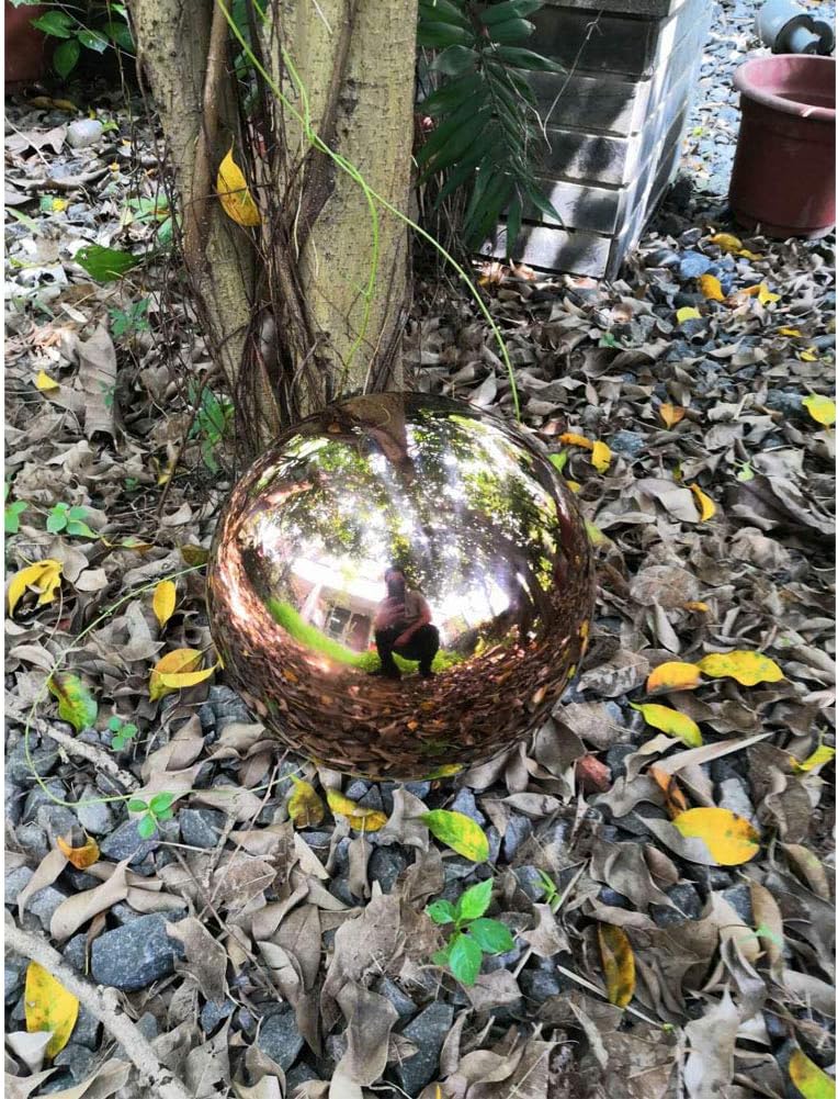 30 cm/12 inch Diameter Gazing Globe Mirror Ball,Rose Gold Stainless Steel Polished Reflective Smooth Garden Sphere,Colorful and Shiny Addition to Any Garden or Home
