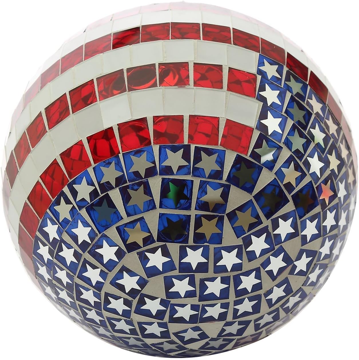Mosaic Gazing Ball Patriotic Stars and Stripes Glass Globe Colorful Gazing Ball 10 inch for Outdoor Home Garden Yard Patio Decor