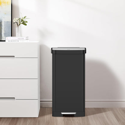 EKO Hudson Matte Stainless Steel 75 Liter/20 Gallon Large Kitchen Trash Can, Tall Step Garbage Can with Rear Bag Storage Compartment (Matte Black)
