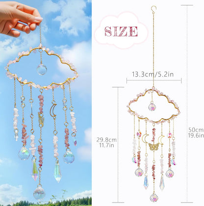 H&D HYALINE & DORA Cloud Shaped Crystal Suncatcher Glass Balls with Chain Rainbow Maker Sun Catcher Hanging Wind Chimes for Christams Home Decor