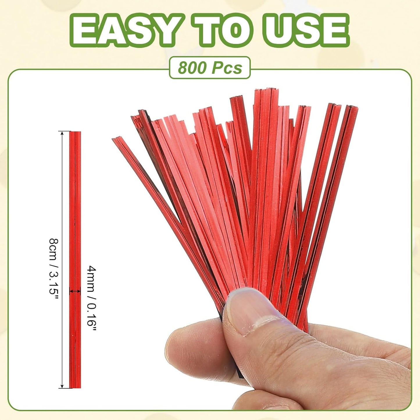 PATIKIL Bag Twist Ties 3 Inch, 800 Pcs Metallic Bread Ties for Treat Plastic Bags Gift Wrapping Candy Coffee Bag Plant Party Cake Favor, Red