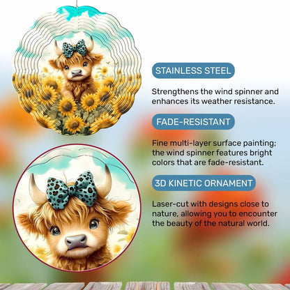 Honey Bear Hanging Wind Spinners for Women Men, 12 Inch Metal 3D, Stainless Steel Hanging Wind Catchers Sculpture for Outside, Christmas Decoration Garden, Unique Gift Xmas