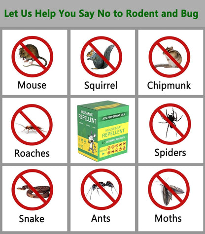 Mouse Repellent Pouches 10Pack with Peppermint Oil: Natural Rodent Repellent Indoor to Get Rid of Rats, Mice, Squirrels - Rat Repellents for House, Car, and Outdoor