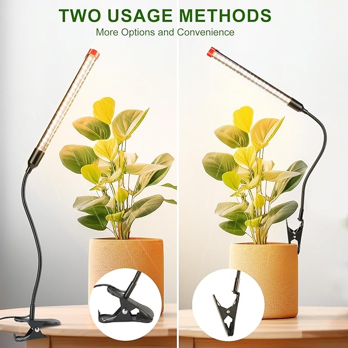 4-Pack Small Clip Grow Lights for Indoor Plants, Bonsai, Succulent, Cactus, Seed Starting with Timer, 9 Watt Power Home Plug, Enough High-Intensity Like Sun, Best Gift for Plants Lover