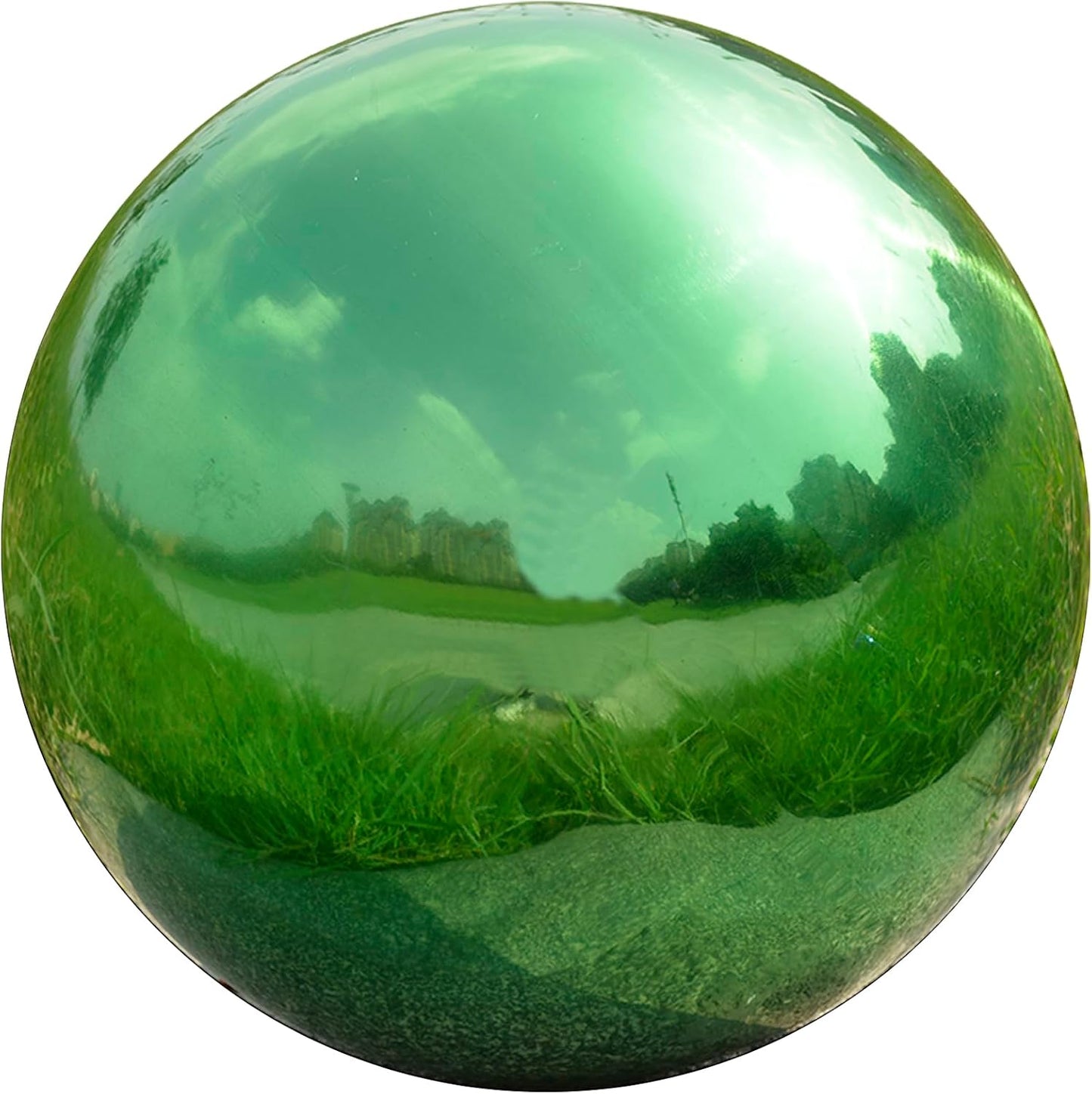 Nerien 8 Inch Gazing Ball, Stainless Steel Garden Mirror Globe, Polished Ornament Sphere, Hollow Floating Reflective Hemisphere, Home Outdoor Pond Housewarming Swimming Pool Decoration Gift, Green