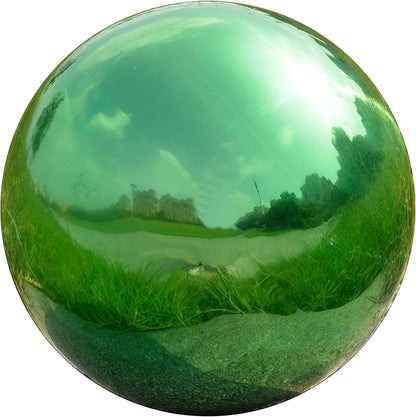 Nerien 8 Inch Gazing Ball, Stainless Steel Garden Mirror Globe, Polished Ornament Sphere, Hollow Floating Reflective Hemisphere, Home Outdoor Pond Housewarming Swimming Pool Decoration Gift, Green