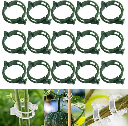 100 PCS Secured Plastic Plant Clip, Plant Support Clips, Garden Clips for Climbing Plants, Plastic Trellis Clips Plant Support Clips Tomato Grape Vine Vegetables Plant Fixing Clips (100, Green)
