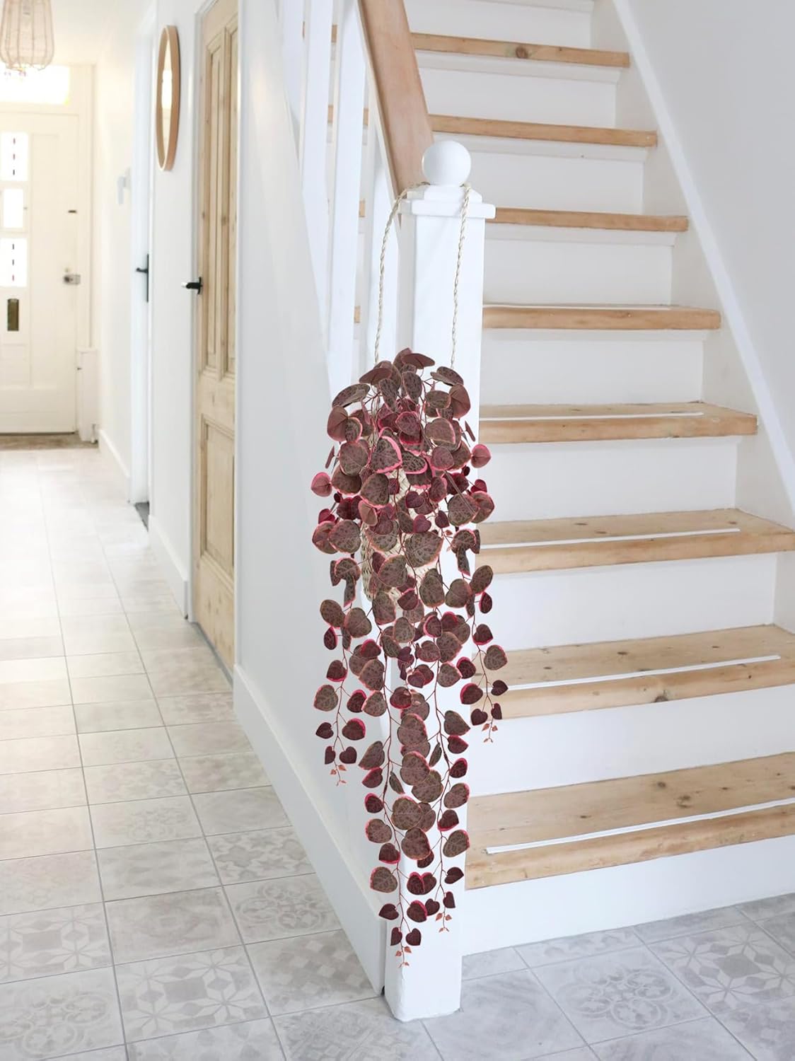 Briful 3 Pack Fake Hanging Plant 39.3" Artificial Hanging String of Hearts Plant Faux Trailing Vine with Heart-Shaped Leaves Lush Cascading Fake Plants for Home Wall Shelf Indoor Outdoor Decor, Pink
