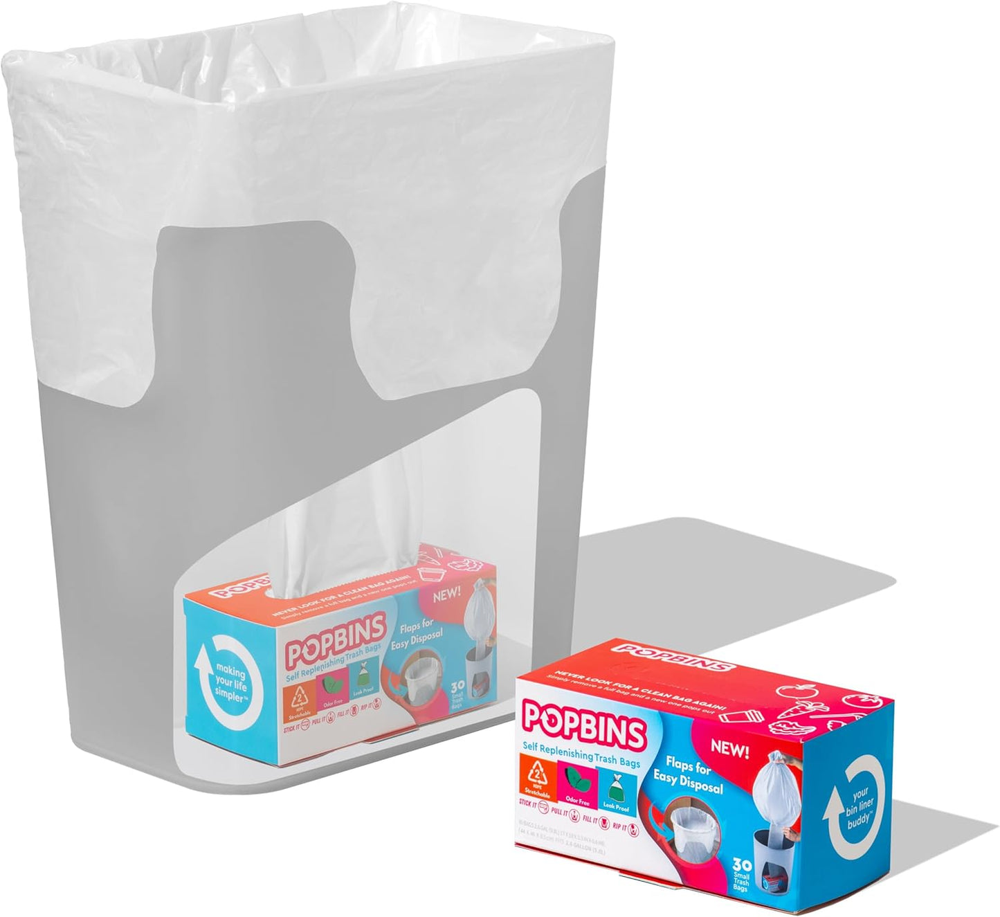 Trash Bags - Small Garbage Bags, Clear Trash Can Liners for Bathroom Bins, Bedroom, Office & Kitchen Waste, Multi-Purpose Household Wastebasket Cleaning Supplies - 2.6 Gallon, Pack of 1