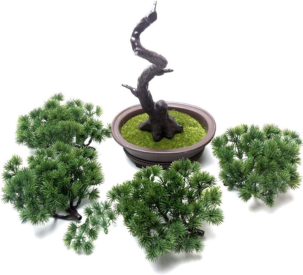 KOET Artificial Bonsai Pine Tree, 11Inch Faux Potted Plant Desk Display Fake Tree Pot Ornaments, Japanese Cedar Bonsai Plant for Home, Office Decoration