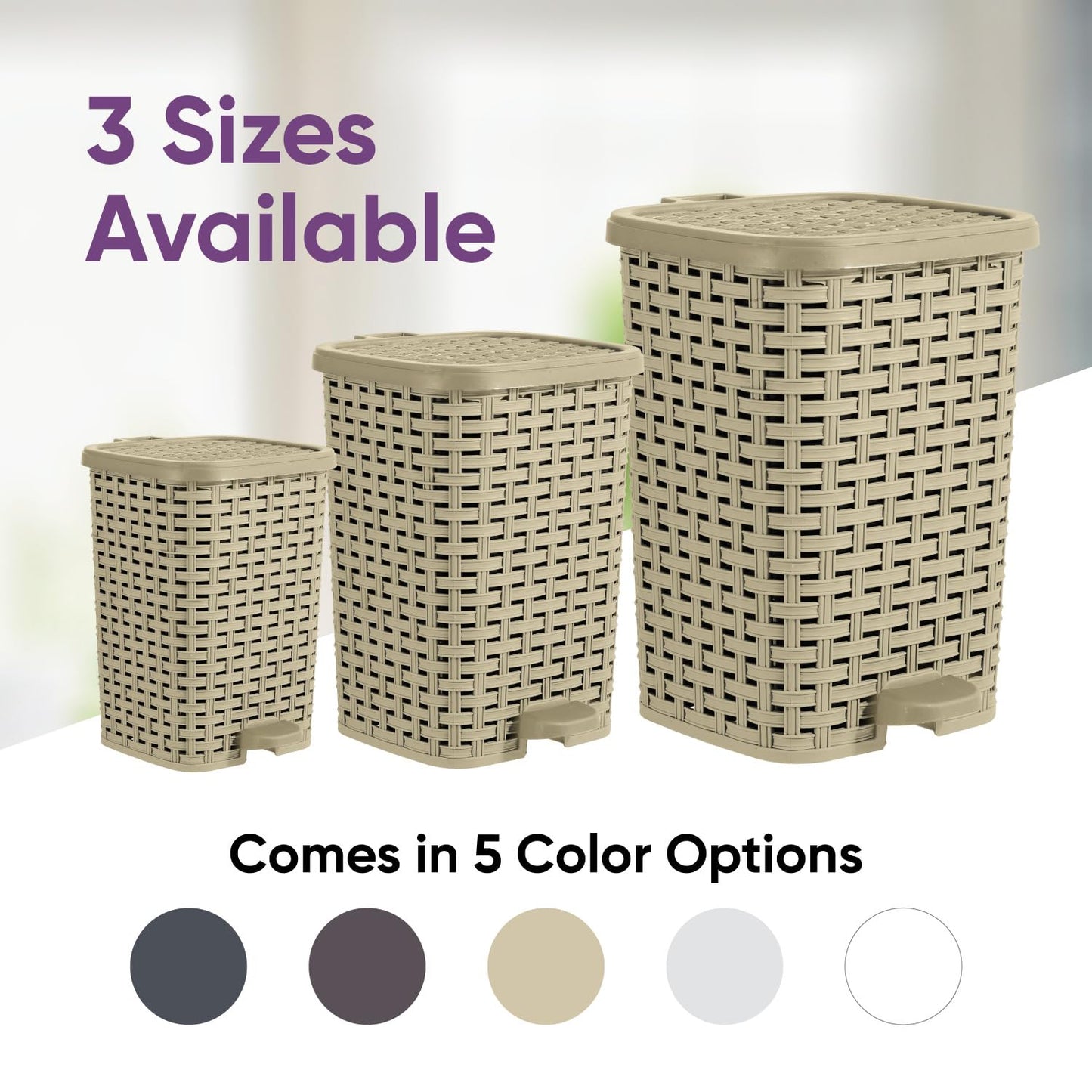 Superior Performance Inc 3.1 Gal. Rattan Style Compact Trash Can (Beige and Brown)