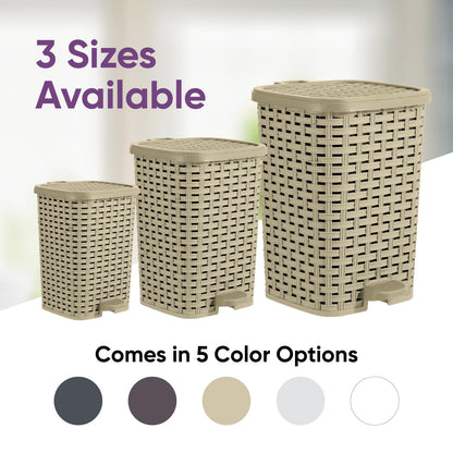 Superior Performance Inc 3.1 Gal. Rattan Style Compact Trash Can (Beige and Brown)