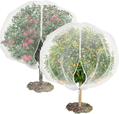 2 Pack Large Fruit Tree Netting with Zipper & Drawstring, 7.8 x 7.8 Ft Reusable Blueberry Bush Netting Cover, Durable Bird Netting for Trees, Bushes, Flowers