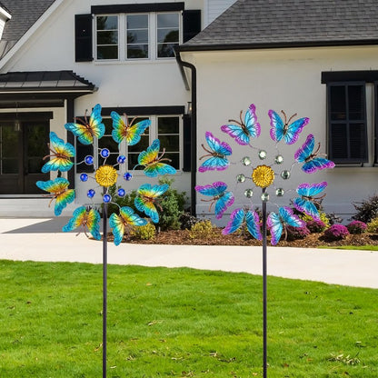Viveta 2Pack Garden Wind Spinners,Outdoor Metal Butterfly Wind Sculpture, Windmill Wind Spinner for Outdoor Yard Patio Lawn & Garden,12.5''Dia