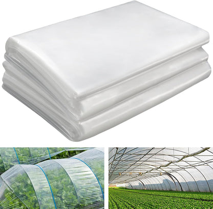 Greenhouse Plastic Sheeting- 6 mil Clear Plastic Sheeting -Waterproof Cover, UV Resistant Poly Tarp Hoop Covering for Farms Greenhouse Garden Outdoor, 12x25 FT