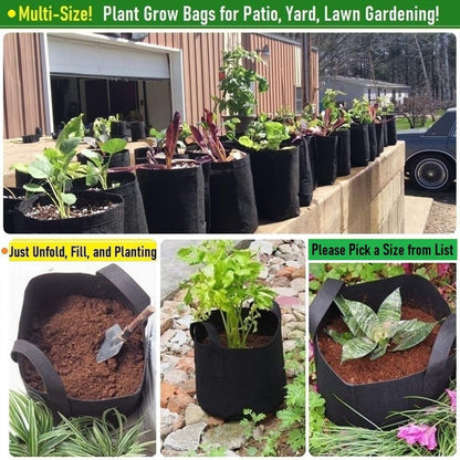 5-Pack 10 Gallon Plant Grow Bags (16x12 inch) Thickened Garden Bag Fabric Plant Pots for Tomato,Potato Planters,Herbs Veggies Planter Bag,Garden Pot,Flower Pot,Barrel Planter,Plant Container W/ Gloves