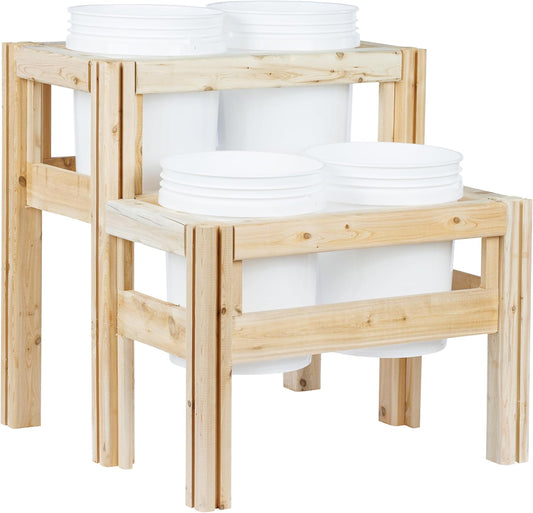 Greenes Fence Two-Tiers Four Bucket Elevated Cedar Wood Garden Frame, 30 in. x 28 in. x 30 in. - Made in USA with North American Cedar